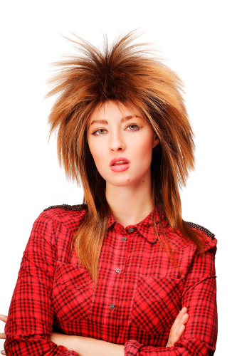 Lady Quality Wig vampy 80s teased up hair Vamp New Wave Hard Rock braun streaked blond highlights