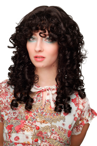 WL-2254A-A3 Lady Quality Wig long ringlets curled fringe dark brown