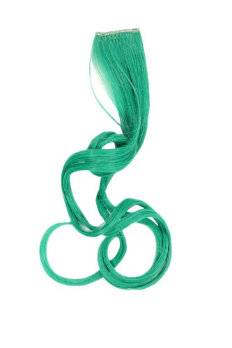 One Clip Clip-In extension strand highlight curled wavy micro clip long blueish green turquoise