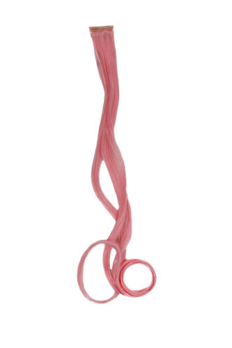 One Clip-In extension strand highlight curled wavy micro clip, 1,5 inch wide, 25 inches long pink