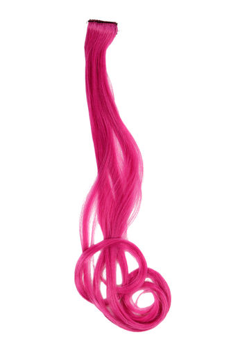 1 Clip-In extension strand highlight curled wavy micro clip 1,5 inch wide 25 inches long dark pink