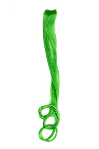 One Clip-In extension strand highlight curled wavy micro clip, 1,5 inch wide, 25 inches neon green