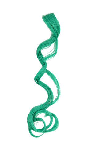 1 Clip-In extension highlight curled wavy 1,5 inch wide, 25 inches long blueish green turquoise
