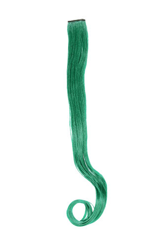 1 Clip-In extension strand highlight curled wavy micro clip 1,5 inch wide 25 inches long dark green