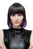 Lady Quality Wig Cosplay short Page Bob black with purple ends bangs fringe Goth Emo SA067-2-T2404