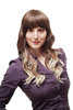 Lady Quality Wig gorgeous wavy 3 hues of brown and blond ombre bright blond ends fringe bangs