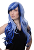 Lady Quality Wig Cosplay very long various shades of blue fringe parted to side Emo Wave Goth