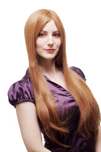 Lady Quality Wig long straight parted long fringe middle parting layered layers reddish blond