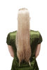 Hairpiece PONYTAIL (comb & ribbon wrap-around system) extension full volume long straight ashblond
