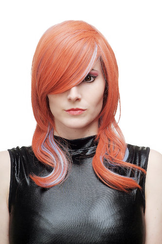 Lady Quality Wig Cosplay long red cyan massive fringe parted sexy Punk Emo Goth H9001-T23/3-T4020