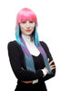 Lady Quality Wig Cosplay long straight multi coloured bird of paradise bangs fringe Punk Emo Goth