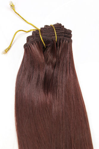 Clip-In Hair Extensions 8 pcs complete set full head different width length 16" inch mahogany brown