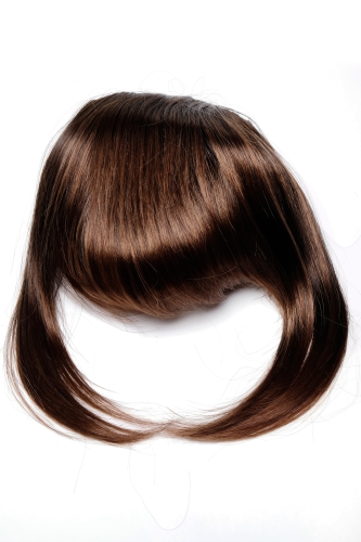 Hair Piece Clip in Bangs Fringe long framing strands for perfect natural fit chestnut brown mix