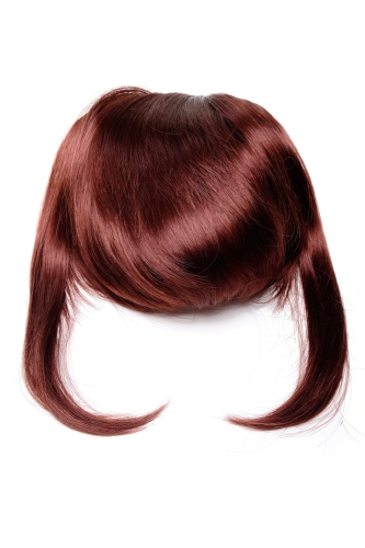 Hair Piece Clip in Bangs Fringe long framing strands for perfect natural fit red brown auburn