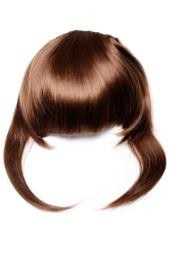 Hair Piece Clip in Bangs Fringe long framing strands for perfect natural fit light copper brown