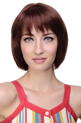 WIG ME UP ® - Lady Quality Wig short Page Bob fringe bangs dark red redbrown reddish brown703-131