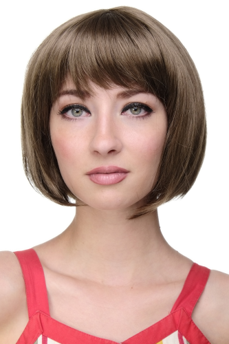 WIG ME UP ® - Lady Quality Wig short Page Bob fringe bangs light brown brunette 703-19F