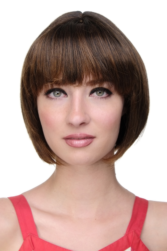Lady Quality Wig short Page Bob fringe bangs dark brown with copper brown ends chestnut 703-2T30