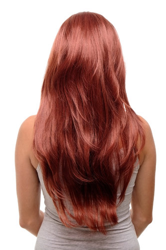 Hairpiece Halfwig 7 Microclip Clip In Extension VERY long straight slight wave wavy red to redbrown