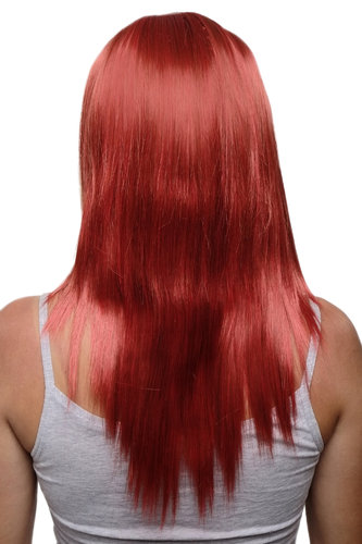Hairpiece half wig clip-in hair extension 5 micro clips long straight bright fiery red 20"