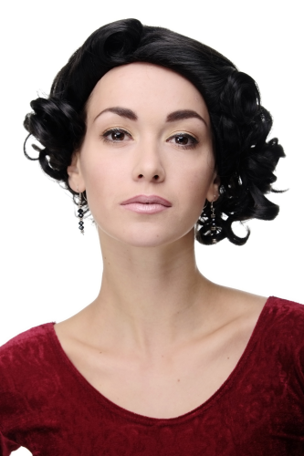 Lady Quality Wig Cosplay 20s Swing Charleston Chicago Style short curled middle parting black