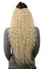 Hairpiece half wig Clip-In Extension long stringy crimpy curls shiny oily wet-look platinum blond