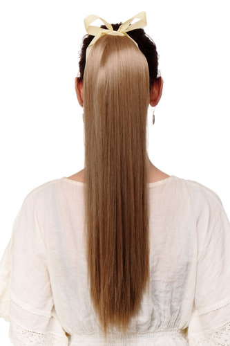 Hairpiece PONYTAIL extension long straight very light with ribbon and comb wrap around system blond