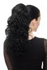 Hairpiece Ponytail with 2 combs/clips & elastic draw string long full curls voluminous black 18"