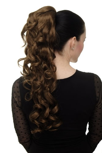 Hairpiece PONYTAIL with combs and elastic draw string curly voluminous very long golden brown 23 "