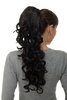 Hairpiece micro clamp, combs, elastic draw string curly curls voluminous very long dark brown 23"