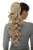 Hairpiece micro clamp, combs, elastic draw string curly curls voluminous very long ash blond 23"