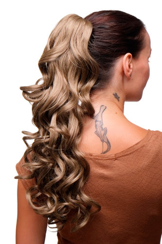 Hairpiece PONYTAIL extension VERY long BEAUTIFUL wavy slightly curly curls light ash blond 20"