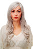 Stunning Lady Quality Wig very long wavy long fringe (for side parting) silvery grey 27,5 inch