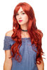 Stunning Lady Quality Wig very long wavy long fringe (for side parting) dark copper red 27,5 inch
