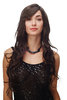 Stunning Lady Quality Wig wavy long fringe (for side parting) darkbrown highlighted + brown strands