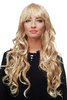 Stunning Lady Quality Wig very long wavy fringe (for side parting) dark blond + platinum highlights