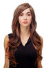 Stunning Lady Quality Wig very wavy long fringe (for side parting) black streaked highlighted brown