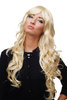 Stunning Lady Quality Wig very long wavy long fringe (for side parting) bright blond 27,5 inch