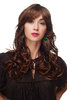 Lady Quality Wig long wavy and curly ends long fringe (for side parting) chestnut brown mix 22"