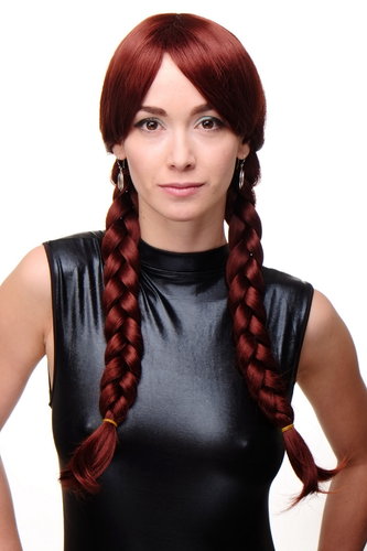 Lady Quality Wig long braided pigtails braids Schoolgirl Harajuku Japan Gothic Lolita red/rustbrown