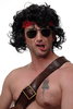 Party/Fancy Dress/Halloween curly black wig 80ies Action Hero or Dance Instructor