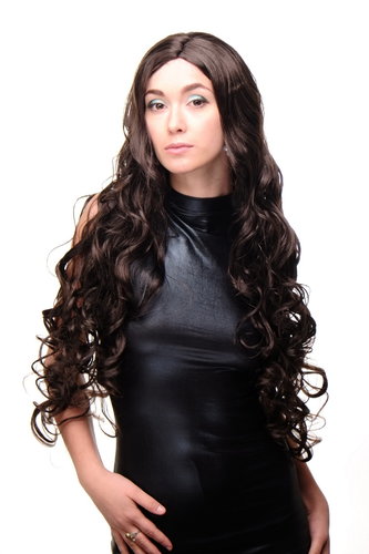 WIG ME UP ® GFW2035-6 Lady Quality Wig extremely long wavy to curly middle parting brown 30"