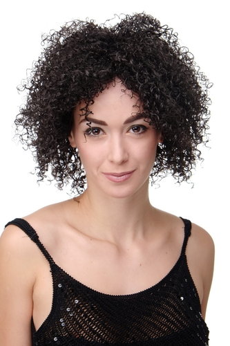 Elaborate Lady Quality Wig strong curls curled curly Afro Caribbean style voluminous dark brown