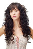 Lady Quality Wig long & voluminous straight to curled tips black streaked copper brown highlights