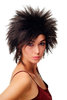 TYW60473-4 Lady Quality Wig short teased up spiky strands wild 80s wave punk dark brown