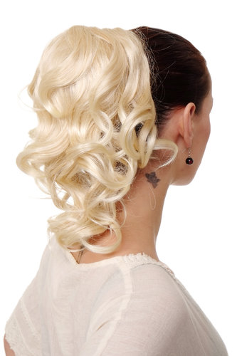 JL-3023-24 Hairpiece PONYTAIL with comb and elastic draw string short wavy voluminous ash blond 14"