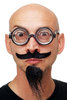 carnival Halloween beard black mustache chin beard glue on with glasses crazy professor headmaster