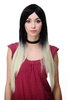 Stunning Lady Quality Wig extremely long Ombre Black Brown Platinum straight middle parting Gothic
