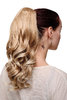 Ponytail Hairpiece extension long slightly wavy curving tips blond mix buttterfly claw grip 22"