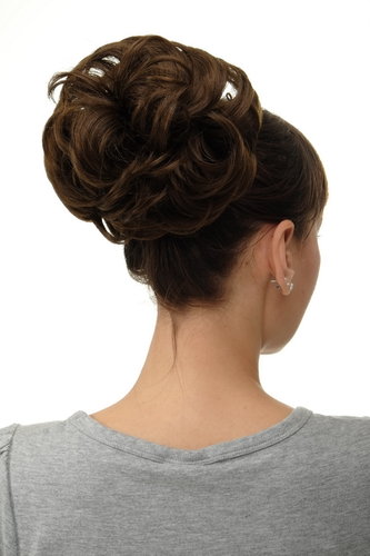Q840-10 Hairpiece Hairbun Bun Hair Rose bushy voluminous medium brown